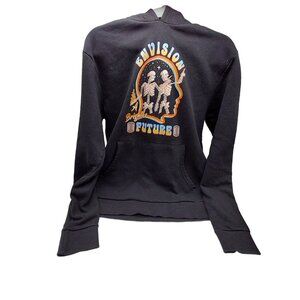 Stone Fruit Hoodie Black Skeletons "Envision A Brighter Future" Graphic Size Med